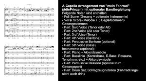 Mein Fahrrad A Capella Chor Noten Arrangement Dieprinzen Youtube