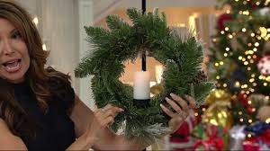 Luminara C O 15 Or 23 Flocked Wreath W Flameless Pillar Candle On Qvc Youtube