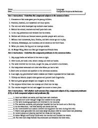 Simple And Compound Subjects And Predicates Worksheets Teaching Resources Tpt