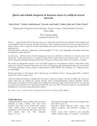 In the u.s., cancer is the second most common cause of death after heart disease. Pdf Quick And Reliable Diagnosis Of Stomach Cancer By Artificial Neural Network