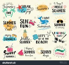 summer labels logos hand drawn tags and elements set for summer holiday travel beach vacation sun vector illustration 手のスケッチ 夏 イラスト 手書き 手のロゴ
