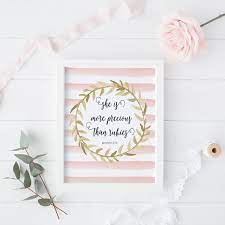 Proverbs 3 15 Scripture Print Bible Verse Print Girl Baby Shower Gift Printable Wall Art Baby Shower Quotes Scripture Print Baby Shower Card Message