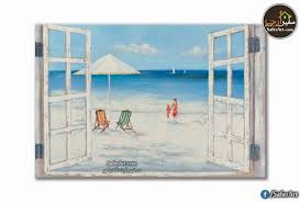 شباك على شاطئ البحر سفير ارت للديكور Beach Painting Painting Home Decor