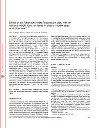 Pdf Effect Of An American Heart Association Diet With Or
