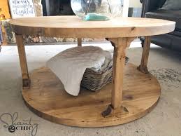 This handsome design of round coffee table does not appear to be handmade, but actually it is. Diy Round Coffee Table Shanty 2 Chic