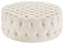 In Stock Button Tufted Ottoman Round Circle Tufted Coffee Table Cocktail Ottoman Transitional Footstools And Ottomans By Mod Space Furniture Houzz