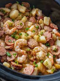 Crockpot Cajun Smothered Potatoes With Sausage And Shrimp Coop Can Cook Recipe Crockpot Recipes Beef Crockpot Recipes Slow Cooker Crockpot Recipes Easy