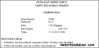 Check spelling or type a new query. Soal Pat Ukk Pjok Kelas 8 Kurikulum 2013 Terbaru Soal Terbaru