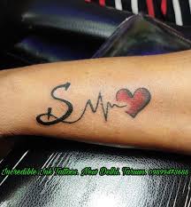 S Letter Heartbeat Tattoo Initial S Letter Initial Tattoo Call Whatsapp Call 09899473688 Name Tattoo On Hand Heartbeat Tattoo Tattoo Lettering