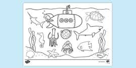 Her summer camp theme was under the sea last month, so i decided to add to the ocean creatures printables i have available {like there are 10 coloring pages with the name of the creature printed at the bottom. Under The Sea Creatures Colouring Sheets Primary Resources