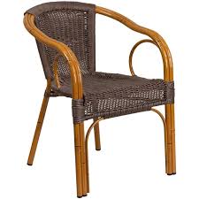 Wicker dining chairs typically have a construction that's only part wicker; Flash Furniture Cadiz Rattan Patio Dining Arm Chair In Dark Brown Set Of 3 3 Sda Ad632009d 2 Gg