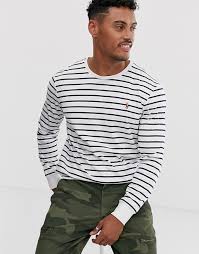 Update your style with ralph lauren mens polo shirts. Polo Ralph Lauren Haut A Manches Longues Raye En Coton Pima Avec Logo Joueur De Polo Blanc Asos