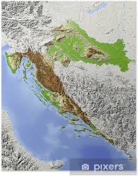 Mapa online de croacia googlemapa. Poster Croacia Mapa En Relieve Sombreado Pixers Vivimos Para Cambiar