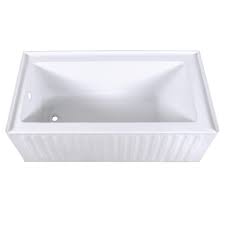Fit the tub in the best way to reach the drain and water lines and be aware that, unlike an alcove tub, there is no set way it has to sit. Aqua Eden Vtde603121l 60 Inch Acrylic Alcove Tub With Left Hand Drain Hole White Kingstonbrass Com