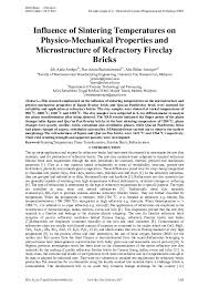 04 12 23 pce exam question. Pdf Influence Of Sintering Temperatures On Physico Mechanical Properties And Microstructure Of Refractory Fireclay Bricks Job Amkpa Nur Azam Badarulzaman Abu Aramjat And Ayuba Job A Amkpa Academia Edu