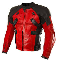 Black And Red Leather Motorcycle Jacket Red And Black Armored Deadpool Motorcycle Jacket Specifications External Real Leather Internal Leather Jacket Men Leather Jacket Zipper Deadpool Jacket