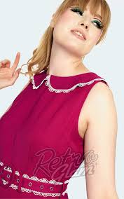 Voodoo Vixen Lace Trim 60's Dress in Magenta