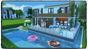 Sims 4 Building On Newcrest Modern House With Pool Build Decoration Sims House Design Pool Houses Sims 4 House Building