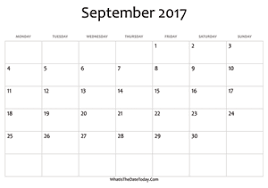 Labor day (monday, september 6, 2021), patriot day (saturday, september 11, 2021), and the first day of autumn (wednesday, september 22, 2021). September 2017 Calendar Templates Whatisthedatetoday Com