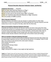 Pe Distance Learning Muscular Endurance Dice By Karee Teachers Pay Teachers In 2020 Muscular Endurance Distance Learning Physical Education Lessons