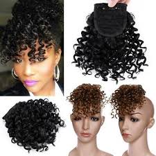 Set type:7 pcs clip in hair extension. Afro Kinky Curly Bangs Clip In Front Fringe Hairpiece As Human Hair Extensions Ebay