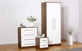 Bloomsbury Walnut White High Gloss 3 Piece 2 Door Wardrobe Bedroom Furniture Set Bedroom Furniture Design Furniture Furniture Choice