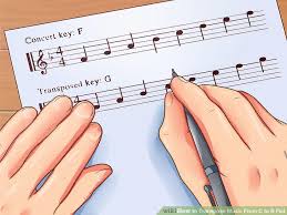 how to transpose music from c to b flat 4 steps with pictures