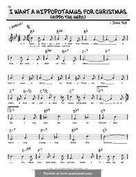 I Want A Hippopotamus For Christmas Hippo The Hero Hippopotamus For Christmas Christmas Lyrics Christmas Sheet Music