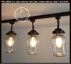 A Mason Jar Track Light Of 3 Vintage Quarts Track Lighting Kitchen Farmhouse Track Lighting Diy Kitchen Lighting