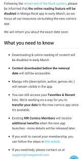 Online Reading Feature Will Be Disabled In Early March Mangarockapp With the latter you can download all your favorite titles to your phone or read them online.
