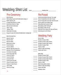 And anything that's outside the usual wedding traditions. Free 9 Shot List Samples In Ms Word Pdf