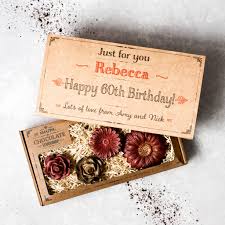 Maybe you would like to learn more about one of these? Personalised 60th Birthday Chocolate Flowers Gift Box By The Amazing Chocolate Workshop Notonthehighstreet Com