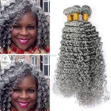 Colored Grey Deep Curly Human Hair Bundles Pure Grey Virgin Malaysian Hair Weaves Deep Wave Gray Hair Ext Grey Hair Extensions Weave Hairstyles Grey Curly Hair