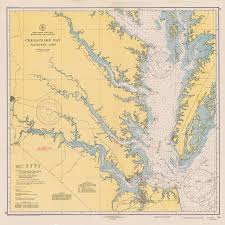 Vintage 1940 Nautical Chart Of Chesapeake Bay 100 For Wall