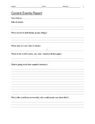 Free Current Events Report Worksheet For Classroom Teachers Current Events Worksheet Social Studies Worksheets Science Current Events