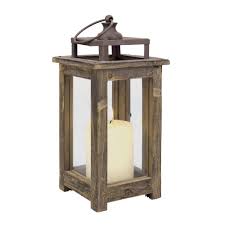 Stonebriar Collection 12 In H Rustic Wood Lantern Sb 4476a The Home Depot Wooden Lanterns Wood Lantern Wood Candle Lantern
