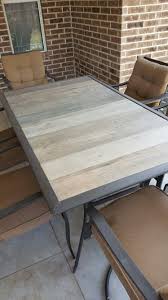 The only cost to this project was the finish. 15 Replacement Patio Table Tops Ideas Patio Table Top Patio Table Diy Patio Table