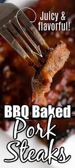 Bbq Pork Steaks Oven Baked In 2020 Pork Steak Recipe Oven Pork Steak Recipes Pork Steak