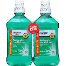 Equate Antiseptic Mouthrinse Spring Mint Green 1 5 L 2 Ct Alcohol Free Mouthwash Antiseptic Mouthwash Antiseptic