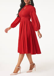 Red Keyhole Neckline Back Zipper Dress Sponsored Keyhole Red Neckline Red Dress Necklines For Dresses Dresses