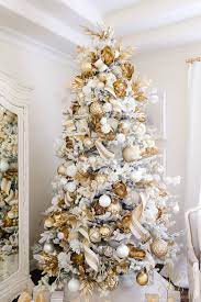 White and gold christmas tree decorations. Elegant White And Gold Christmas Bedroom Tour Randi Garrett Design Gold Christmas Tree Gold Christmas Elegant Christmas Trees