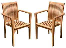 A stylish take on outdoor dining, our melbourne picnic. Lua Stacking Arm Chairs Teak Outdoor Dining Patio Set Of 2 Transitional Outdoor Dining Chairs By Teak Deals Houzz