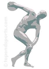 The javelin was a long wooden stick shape with spear head, similar height to that of a person. Ancient Olympic Games