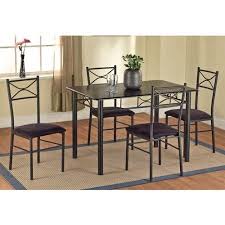 5 Piece Metal Dining Set Black Walmart Com Metal Dining Set Dining Room Sets Kitchen Table Settings