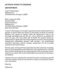 It might be time for you to review your company's job application form and m. Job Department Transfer Letter Of Intent Samples Examples