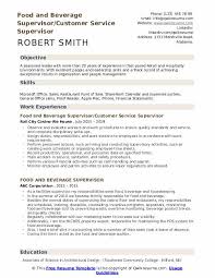 Food And Beverage Supervisor Resume Samples Qwikresume