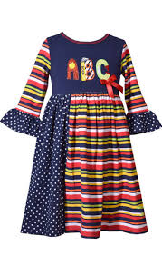 Bonnie Jean Girls Back To School Abc Dress Size 4 5 6 6x New