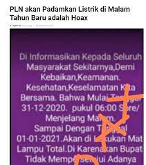 Lowongan kerja bojonegoro terbaru februari 2021. Salah Mulai Tanggal 31 12 2020 Pukul 06 00 Sore Sampai Dengan Tanggal 01 01 2021 Akan Dilakukan Mati Lampu Total Hoax Buster Covid19 Go Id