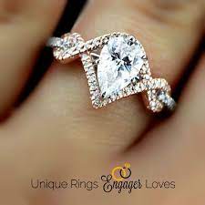 Pear Shaped Diamond Halo Knot Band Rose And White Gold Engagement Ring Please Repin An Best Engagement Rings Vintage Engagement Rings Wedding Rings Engagement