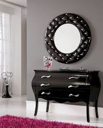 Modern Console Table And Mirror Set In Black The Console Table Rose To Poularity During The B Mirrored Console Table Modern Console Tables Black Console Table